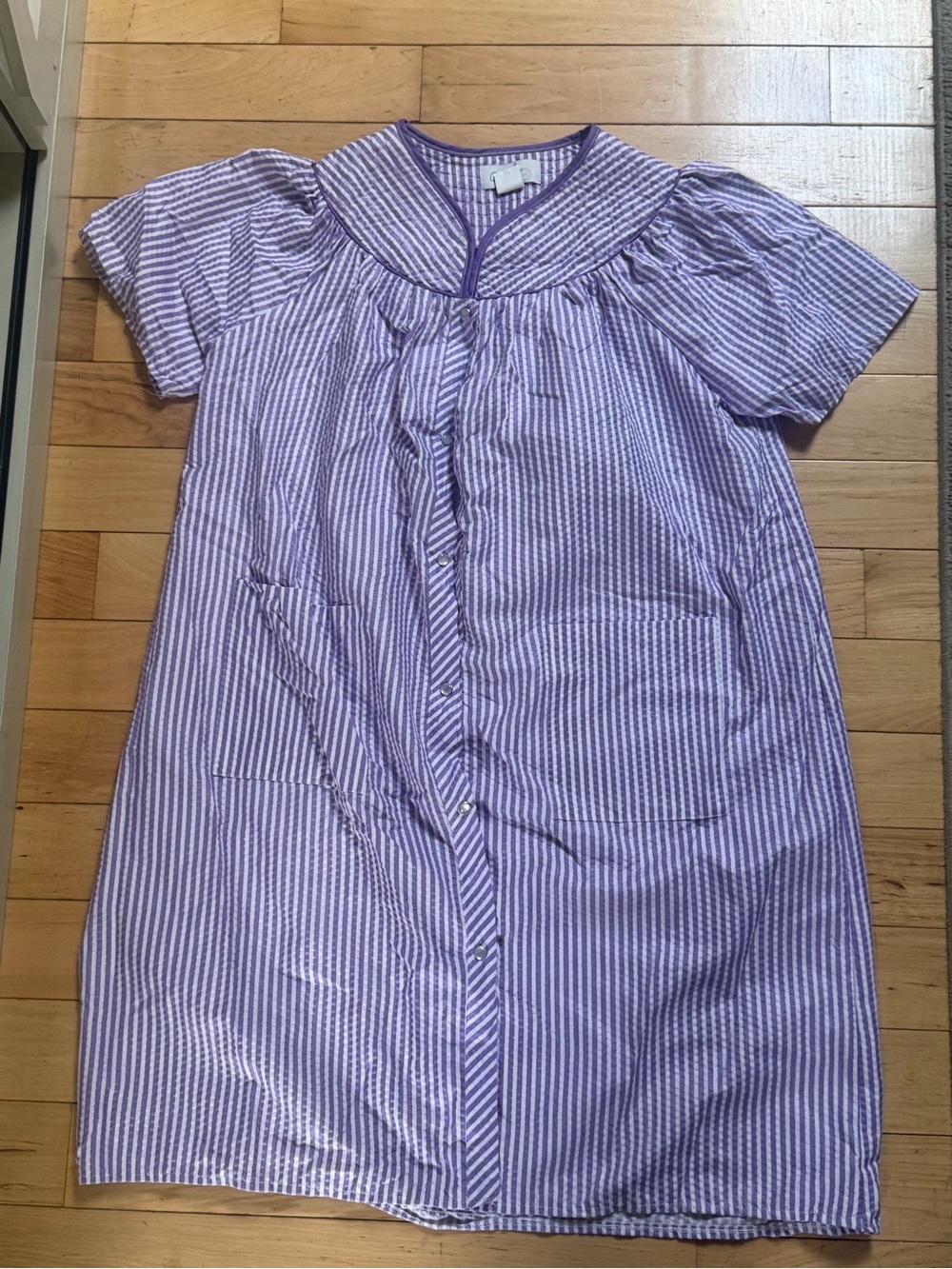 Casual Nights Womens Eyelet Short Sleeve Button Front Nightgown Purple Size XL